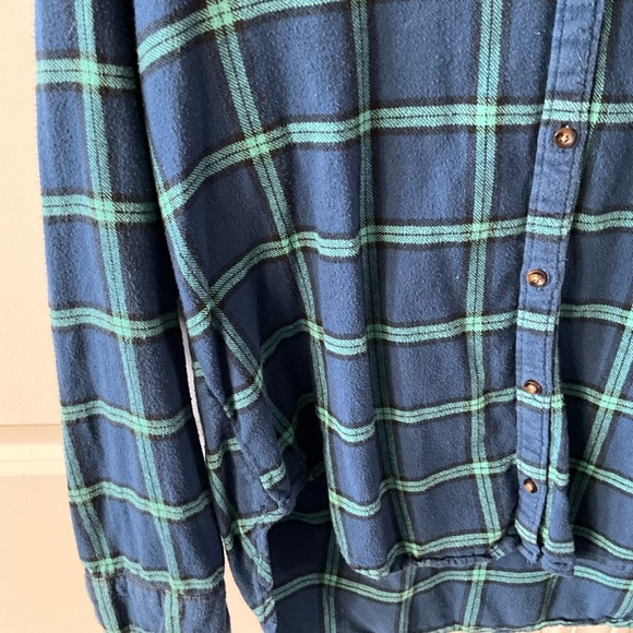 TEAL AND NAVY PLAID FLANNEL SHIRT - Picture 4 of 5